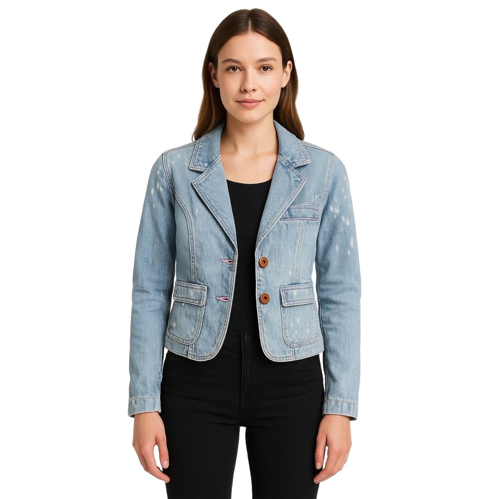 TOMMY JEANS Women’s Light Wash Denim Blazer Jacket‎ Size M